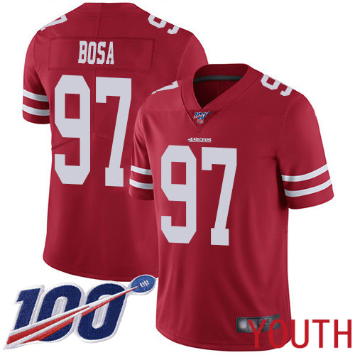 San Francisco 49ers Limited Red Youth Nick Bosa Home NFL Jersey #97 100th Season Vapor Untouchable